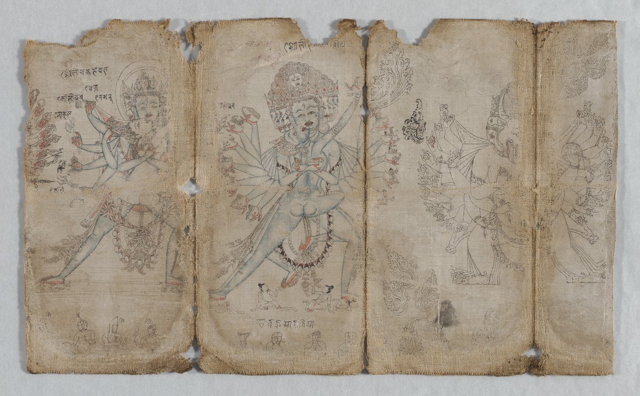 Ikonografiset piirrokset: Chakrashamvara Vajravarahin kanssa, Hevajra Nairatmyan kanssa ja Yamantaka (käänteinen) tekijältä Unknown artist