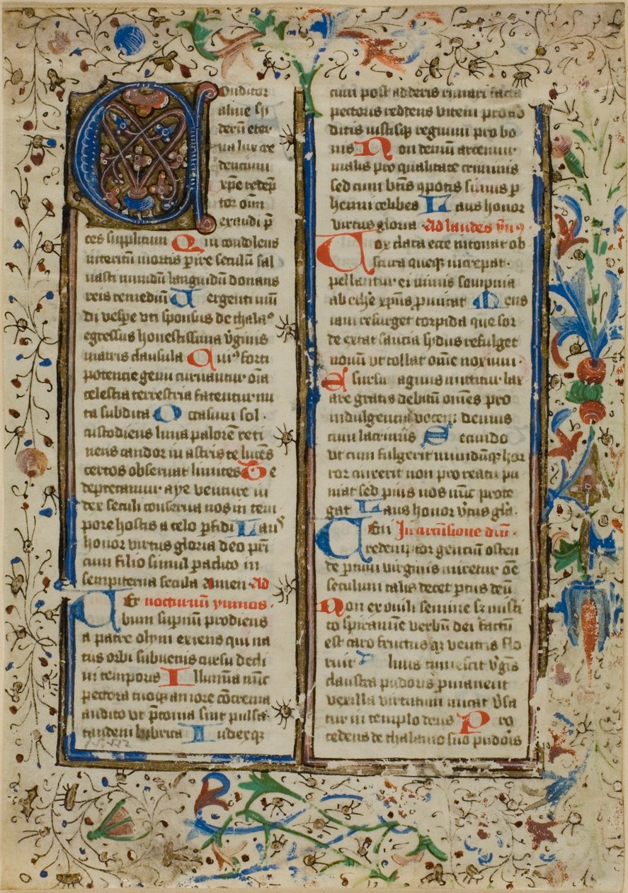 Valaistu alkukirjain "A" psalttarista tai breviääristä. tekijältä Unknown artist