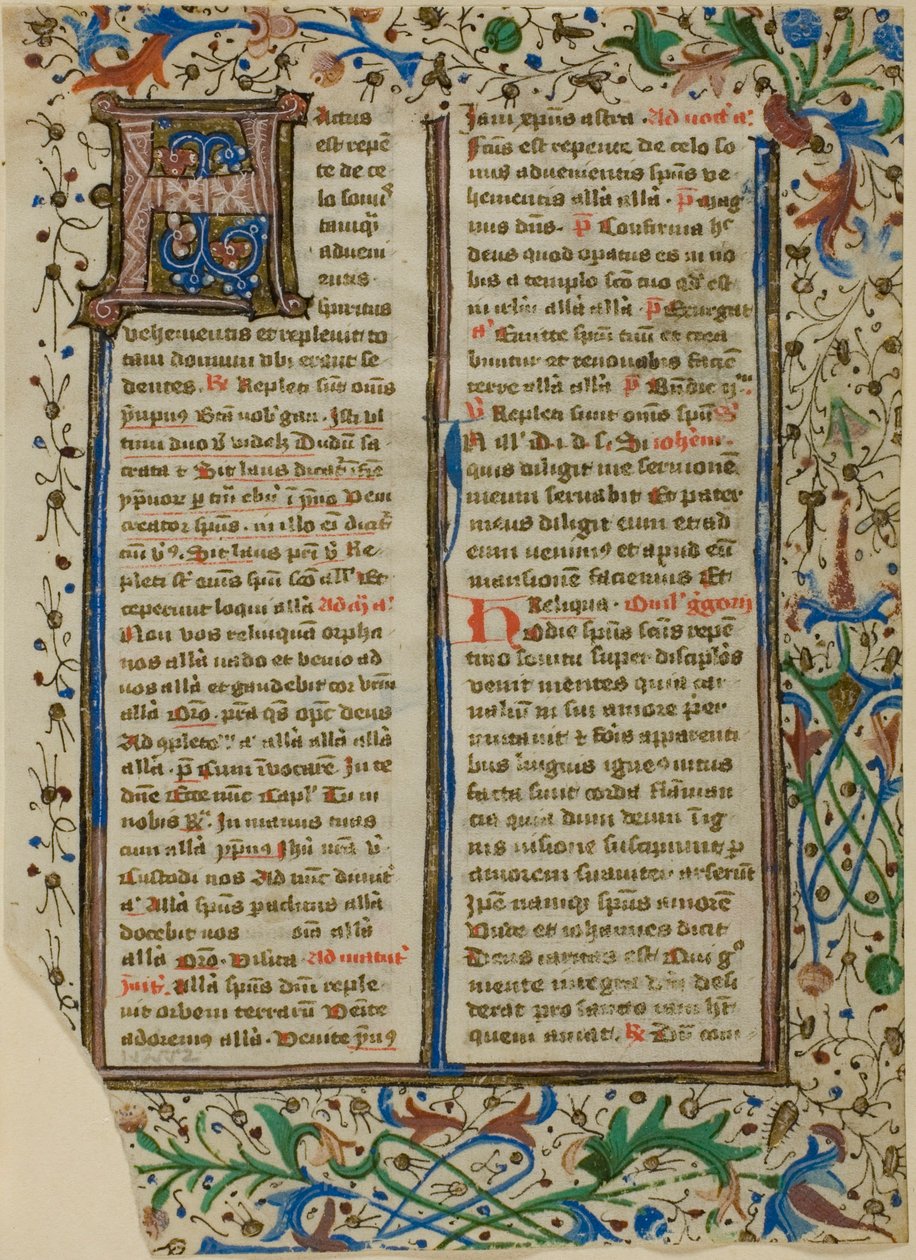 Valaistu alkukirjain "H" psalttarista tai breviääristä. tekijältä Unknown artist