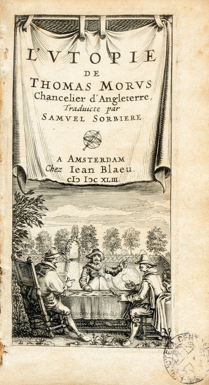 Englantilaisen humanisti Sir Thomas Moren (1478-1535) ranskankielisen käännetyn kirjan "" L