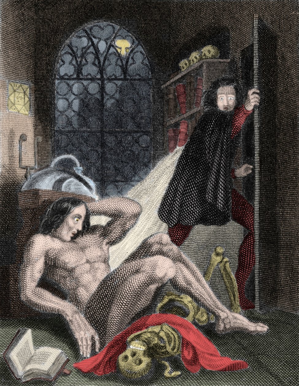 Brittiläisen kirjailijan Mary Wollstonecraft Shelleyn (1797-1851) kuvitus "Frankensteinille". 1831: 