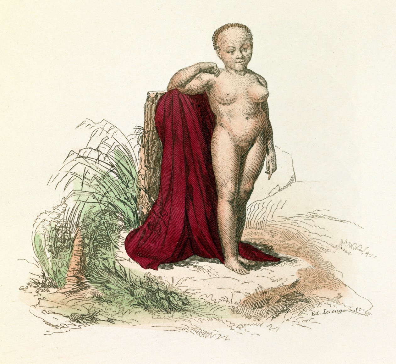 Kuvitus kirjasta "Complete Works of Buffon": Buffon: Natural History of Man: Buffon: White Negresse (kaiverrus) tekijältä Unknown artist