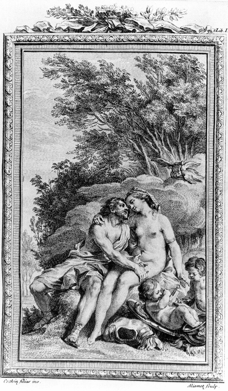 Kuvitus "De rerum natura": Titus Lucretius Carus (Lucrece) roomalainen filosofi ja runoilija. Kaiverrus 1700-luvulta. tekijältä Unknown artist