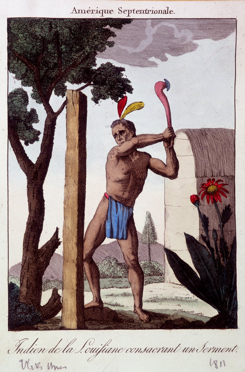 Louisianan intiaani pyhitti valan - kaiverrus tekijältä Unknown artist