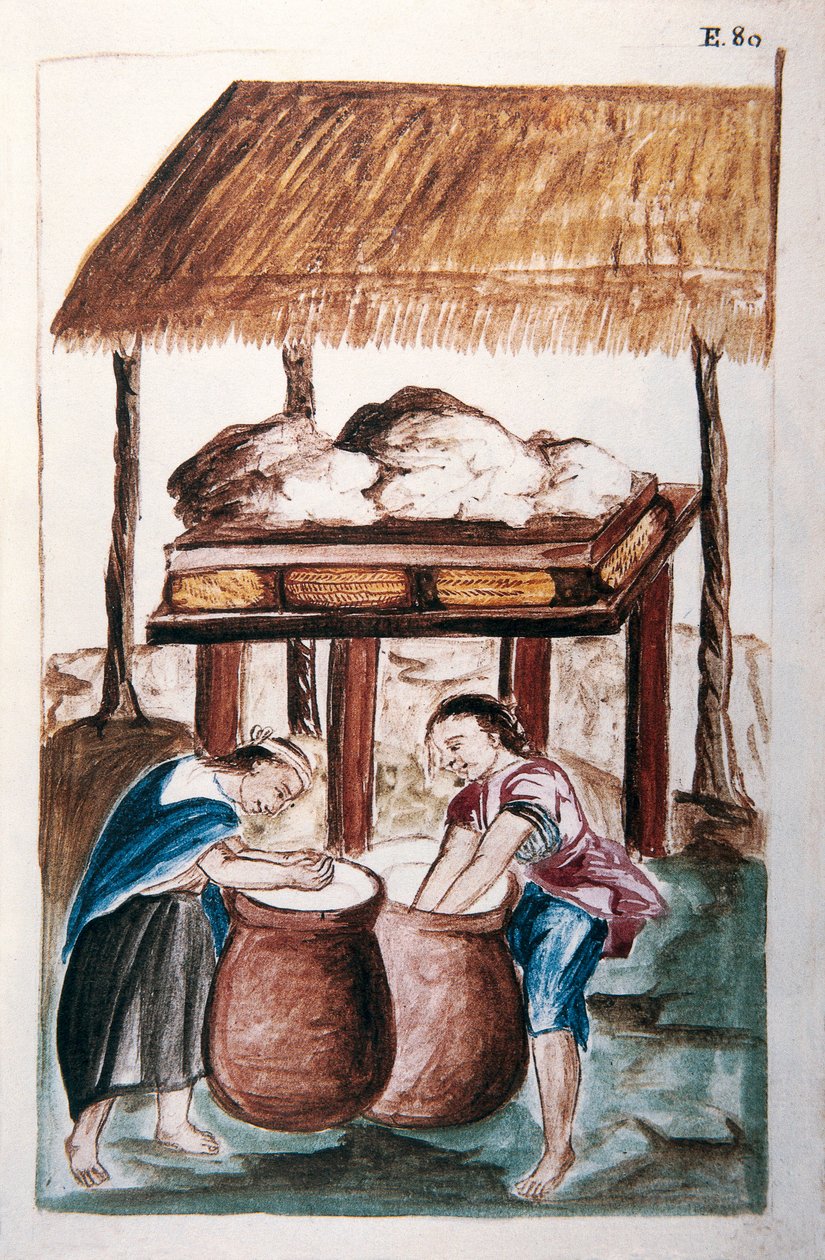 Intiaanit valmistavat juustoa kirjasta "Trujillo of Peru" tai "Codex Martinez Companion", kirjoittaneet Baltazar Martinez Companion ja Bujanda, Trujillon piispa (1782-1785) tekijältä Unknown artist