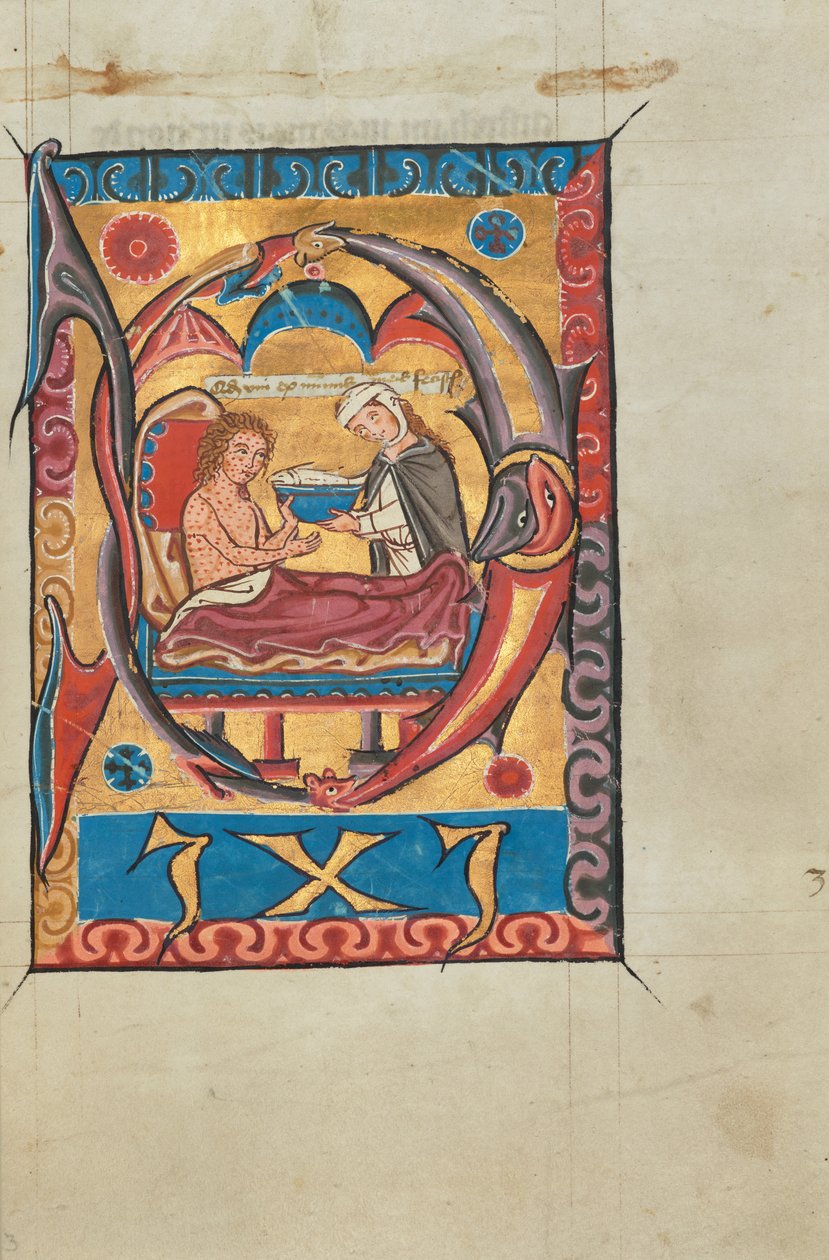 Alkuperäinen D: A Woman Feeding a Leprainen sängyssä tekijältä Unknown artist