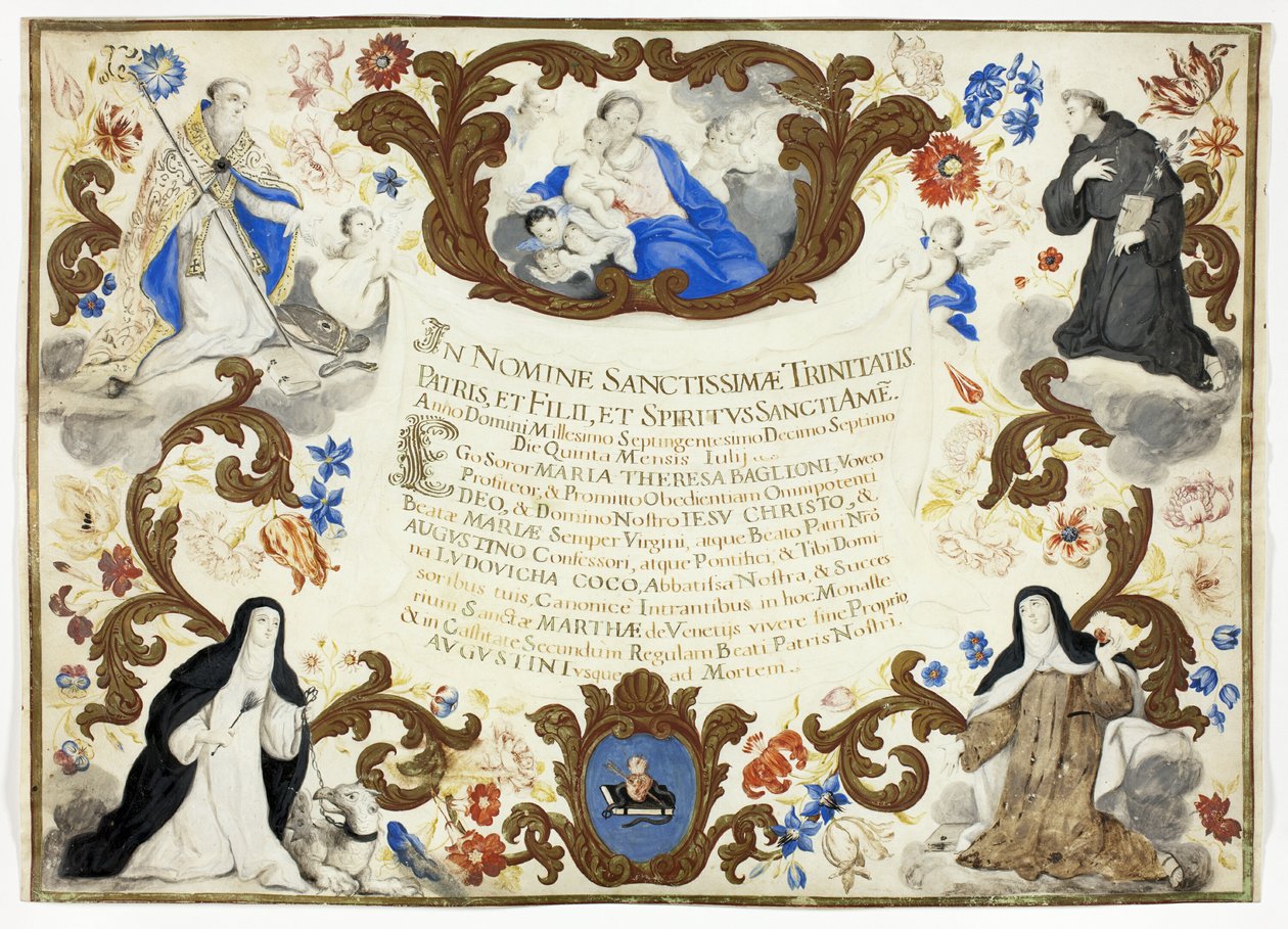 Sisar Maria Theresa Baglionin sijoitustodistus tekijältä Unknown artist