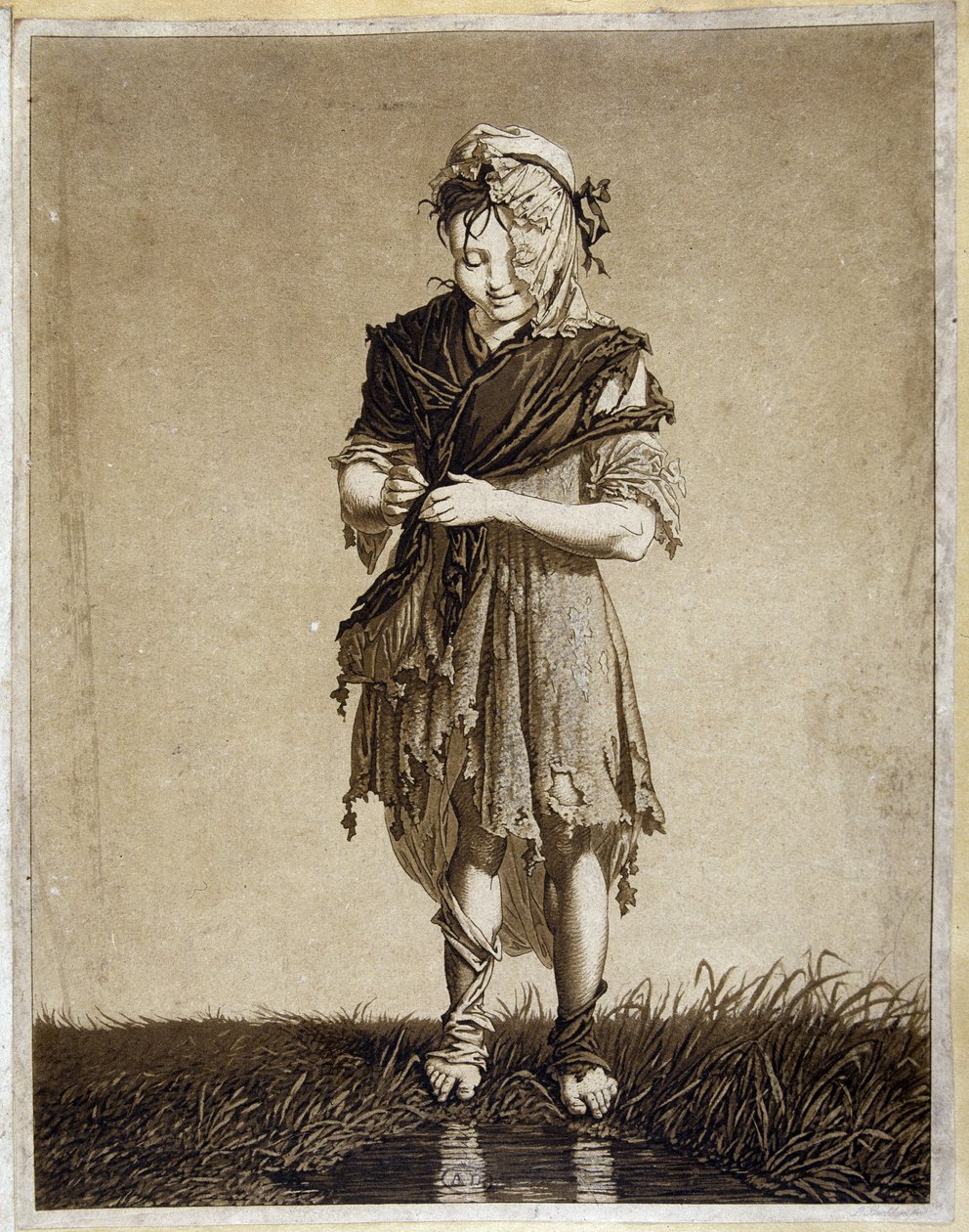 Irlantilainen tyttö - kaiverrus tekijältä Unknown artist