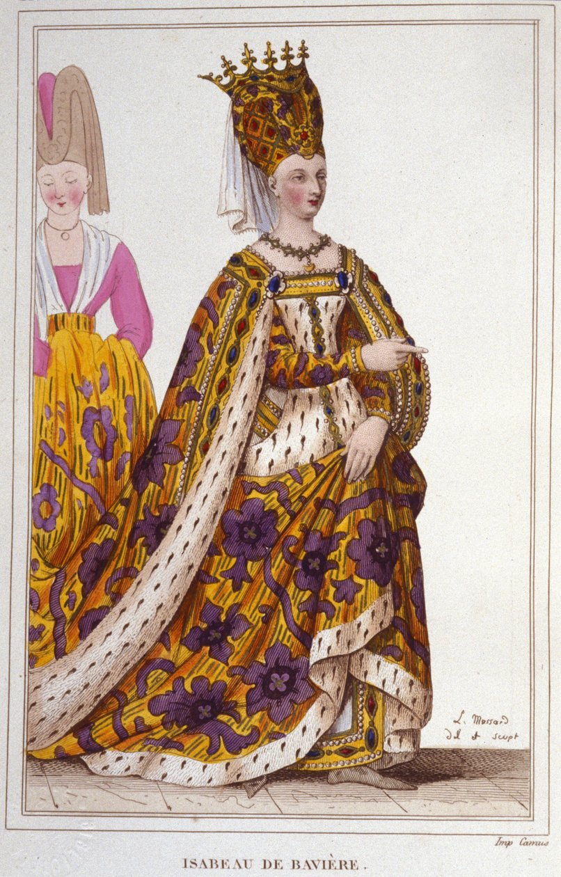 Isabeau (Isabelle, Elisabeth) Baijerista (1371-1435). Ranskan kuningatar. Kaiverrus vuodelta 1830. tekijältä Unknown artist