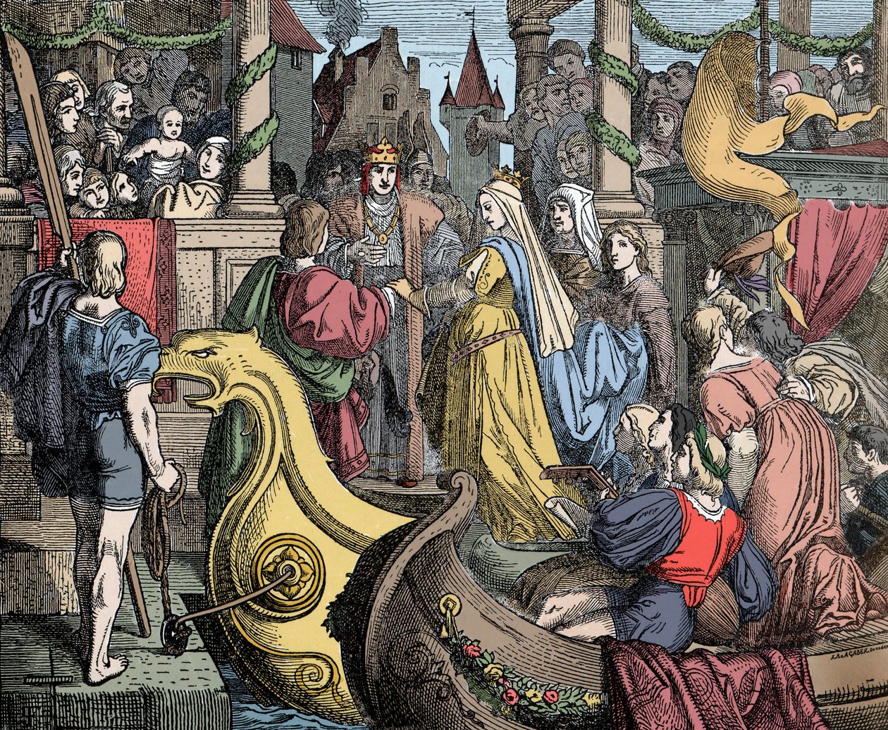 Isabelin vastaanotto Wormsissa – keisari Frederick II (Hohenstaufen tekijältä Unknown artist