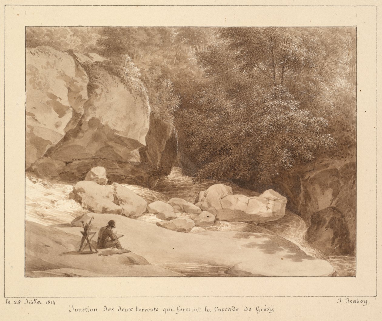 Cascade de Grésyn muodostavien kahden virtauksen risteys tekijältä Unknown artist