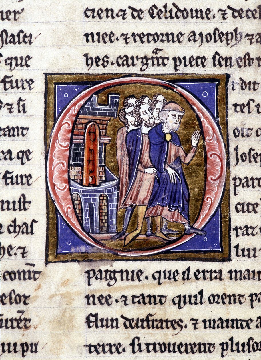 Joosef Arimatialainen (Arimathee) ja hänen jatko-osa. Käsikirjoitus: Pyhän Graalin valloitus, kirjoitettu 717 vuotta herramme intohimosta. Bibliotheque Municipale de Rennes, ms. 255 (Pyöreän pöydän romaanien kokoelma); Pariisi tekijältä Unknown artist