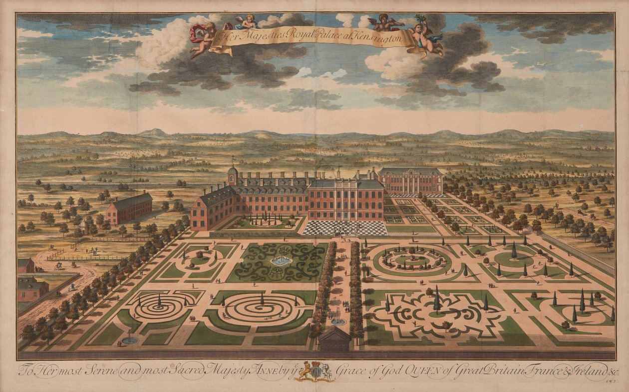 Kensingtonin palatsi, n. 1707–1714 (painettu) tekijältä Unknown artist