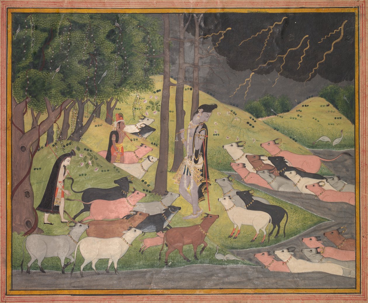 Krishna kutsuu lehmiä tekijältä Unknown artist