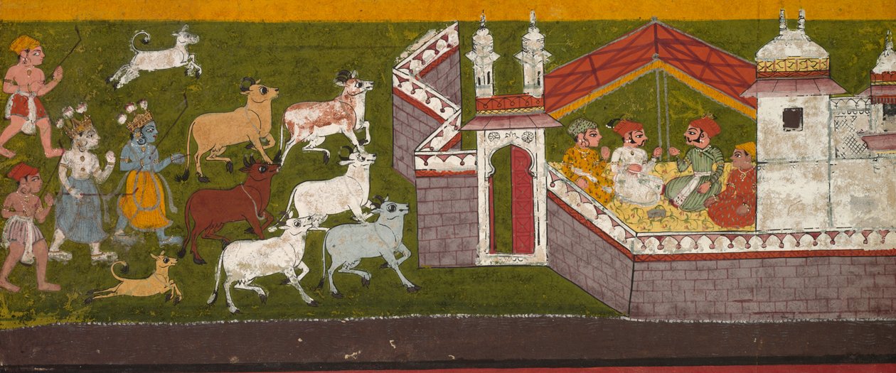 Krishna ja Balarama lähestyvät Mathuraa tekijältä Unknown artist