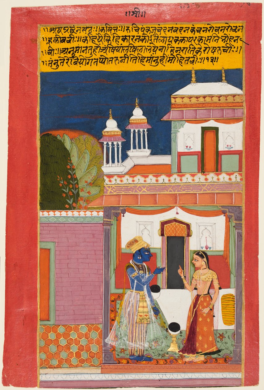 Krishna ja Radha riitelevät: Shatha Nayaka, Aa Rasikapriyasta tekijältä Unknown artist