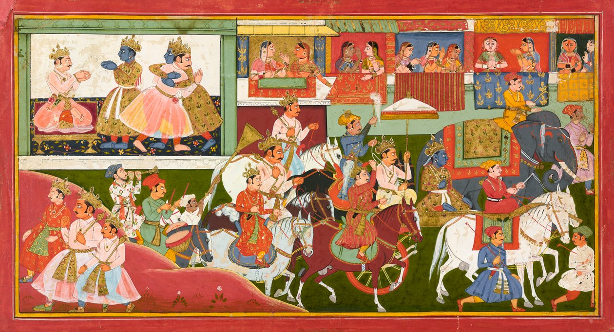 Krishna jättää hyvästit, folio <em>Bhagavata Puranalta</em> tekijältä Unknown artist