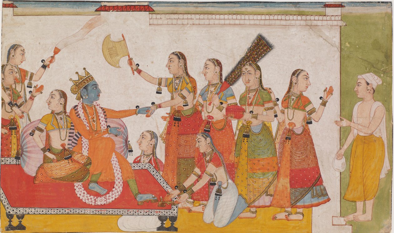 Krishna toivottaa tervetulleeksi Sudaman <em>Bhagavata Purnasta</em> tekijältä Unknown artist