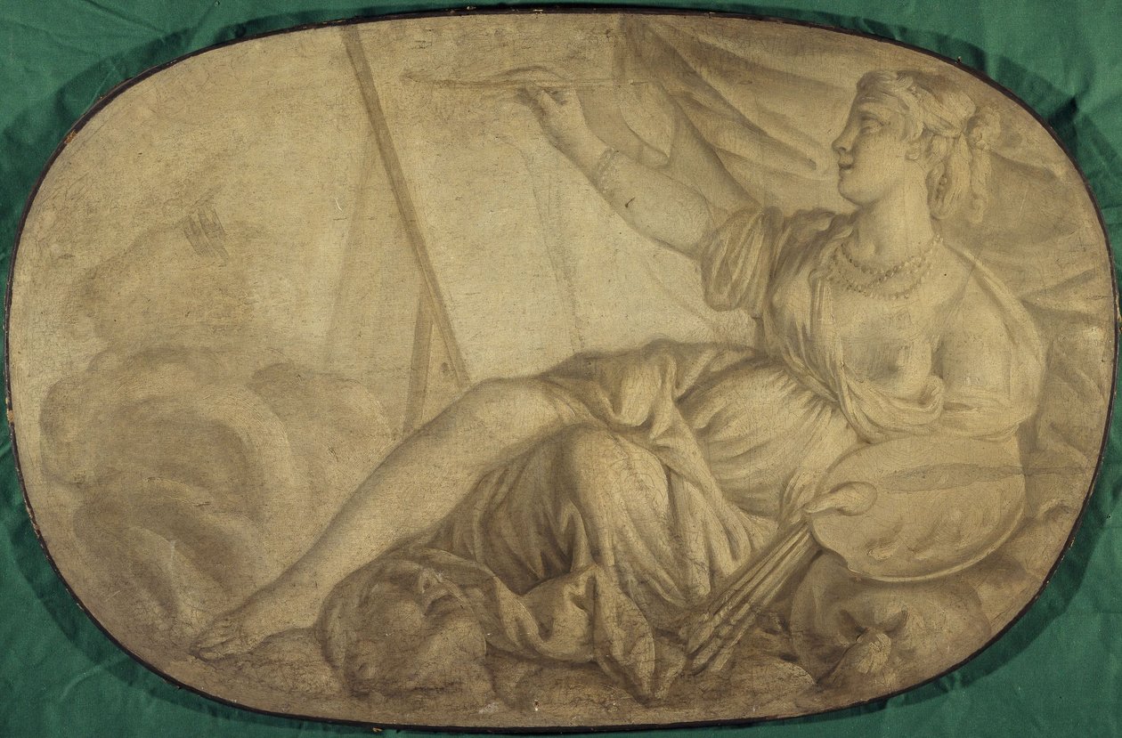 La Peinture (allegoria, koristeellinen maalaus Hôtel La Rivière -hotellia varten, sitten Canillacissa). tekijältä Unknown artist