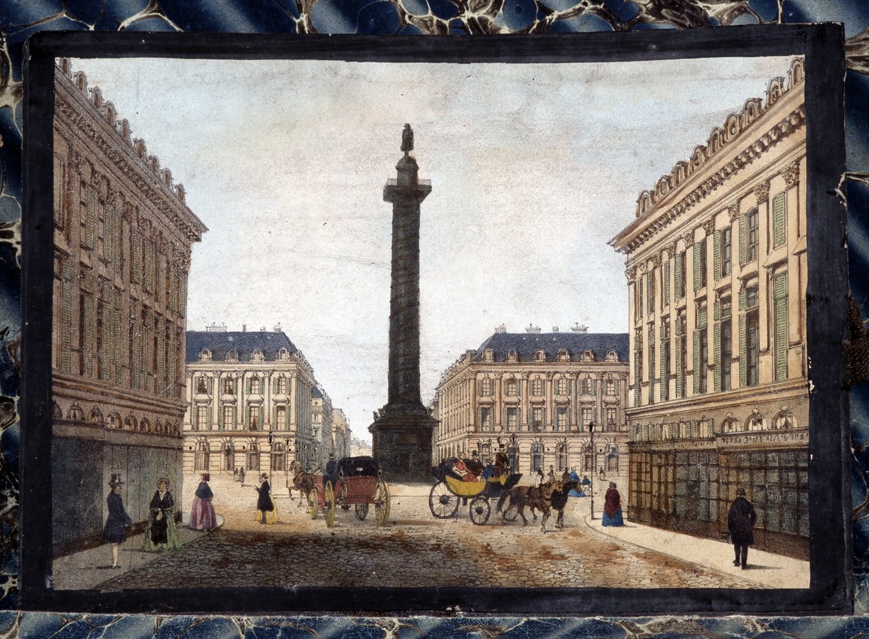 La Place Vendome - "" Näkymät Pariisista Panoptic Polyoramalle"", noin 1850 tekijältä Unknown artist