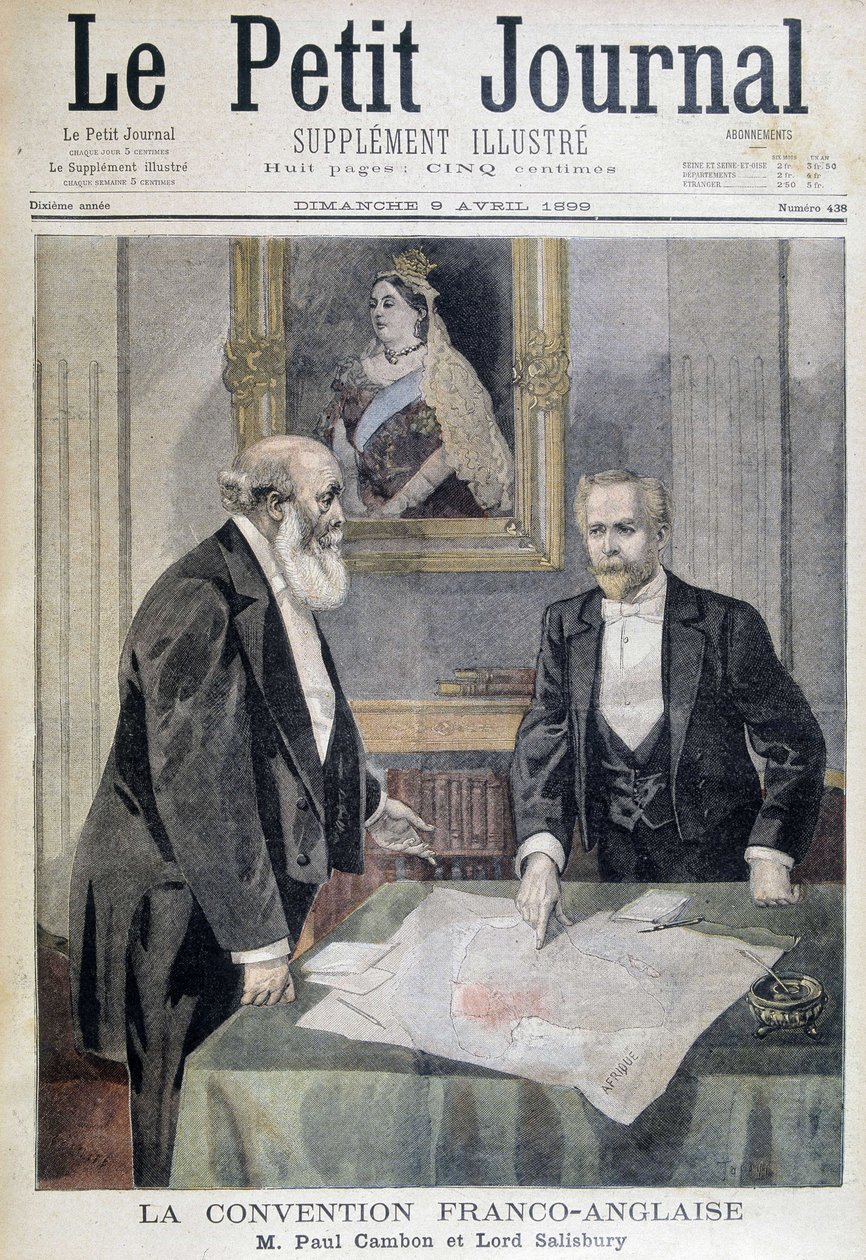 Ranskalais-englannin vuosikongressi: Mr. Paul Cambon ja Lord Salisbury - "" Le PetitJournal" -julkaisussa 9.4.1899 tekijältä Unknown artist