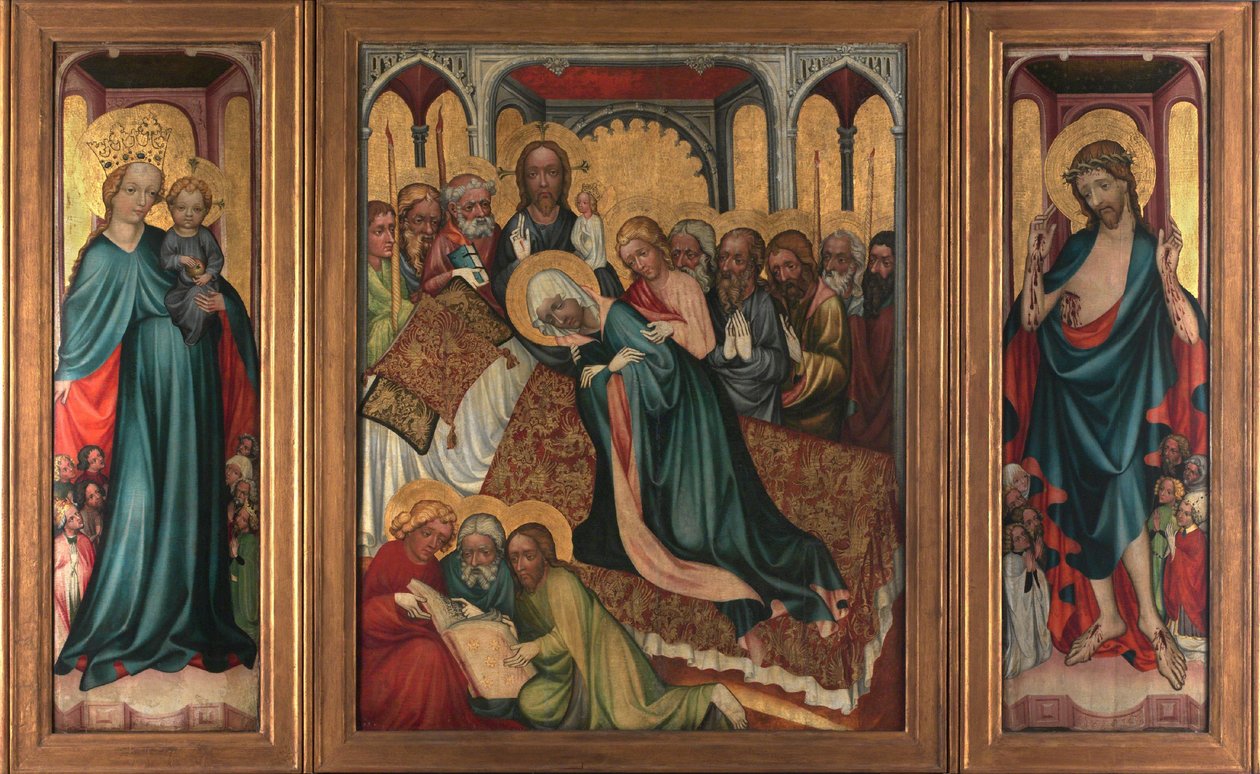 La mort de la Vierge - Retable de Roudnice (, vers 1410 - Neitsyen kuolema. Roudnicen alttaritaulu - Anonyymi. Tempera taulussa, n. 1410. Kansallisgalleria, Praha tekijältä Unknown artist