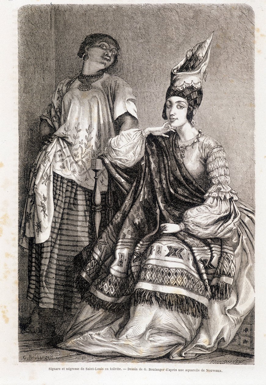 Lady ja Negress of Saint Louis wc:ssä - "" Le Tour du Mondessa"" tekijältä Unknown artist