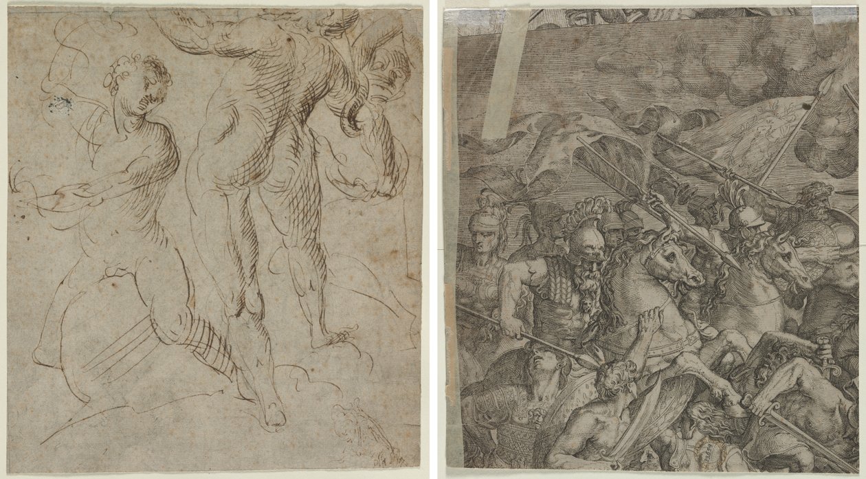 Laocoön (recto); Milvian Bridgen taistelu (fragmentti) (käänteinen) tekijältä Unknown artist