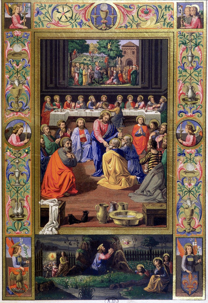 Viimeinen ehtoollinen - 1800-luvun repro. italialaisen asiakirjan (v.1500) tekijältä Unknown artist