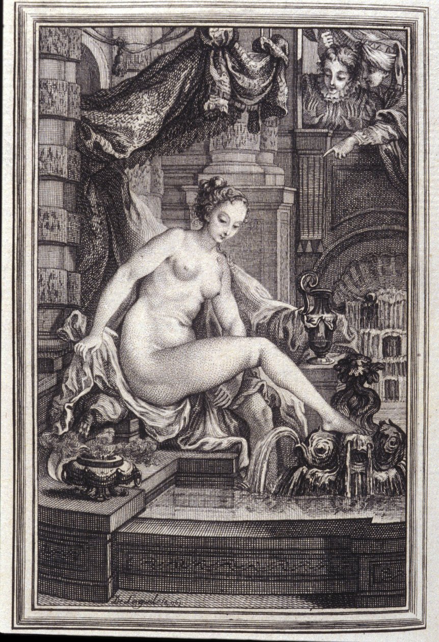 Kuningas Candaules ja mestari oikealla - Jean La Fontainen "Tarinoita ja novelleja säkeissä". 1762. tekijältä Unknown artist