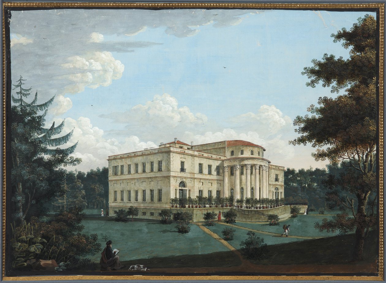 Le palais Elaguine - Yelaginin palatsi Pietarissa - Anonymous. Guassi paperille, ennen 1817. Pietarin valtionhistoriallinen museo tekijältä Unknown artist