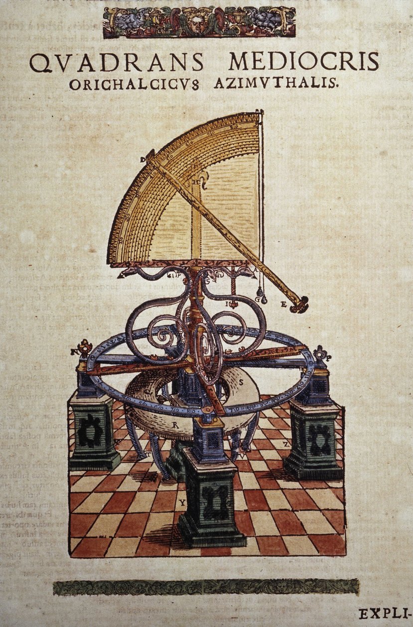 Le quadrant atsiimuthal Tycho Brahen (1546 - 1601), Wandsbeckin teoksessa "Astronomy Institute Mechanics" tekijältä Unknown artist