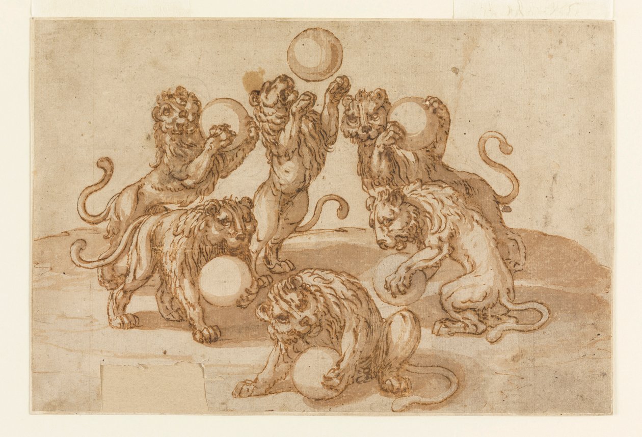 Lionit jongleeraavat Medici-palloilla tekijältä Unknown artist
