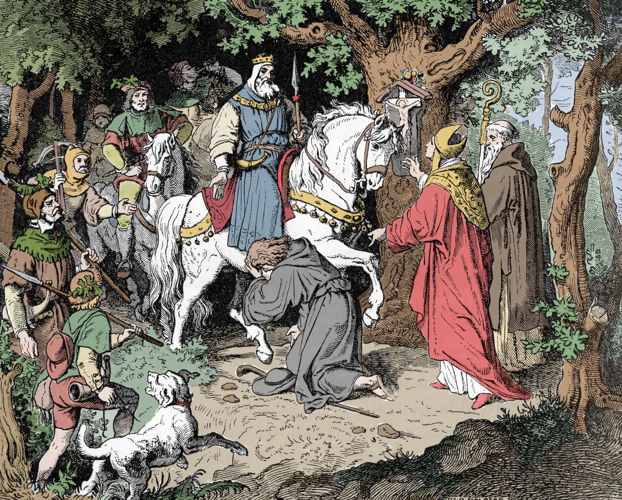 Liudolf (Liudolf, Swabian herttua) (930-957) rukoilee anteeksiantoa isälleen Otton I:lle Pyhästä Imperiumista (Otto I, Pyhän Rooman keisari) tekijältä Unknown artist