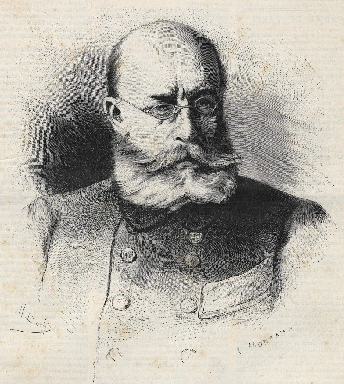 Louis Léon César Faidherbe (1818 - 1889) Ranskalainen kenraali ja kolonisaattori, kaiverrus 1800-luvulta. Bianchetti kokoelma tekijältä Unknown artist
