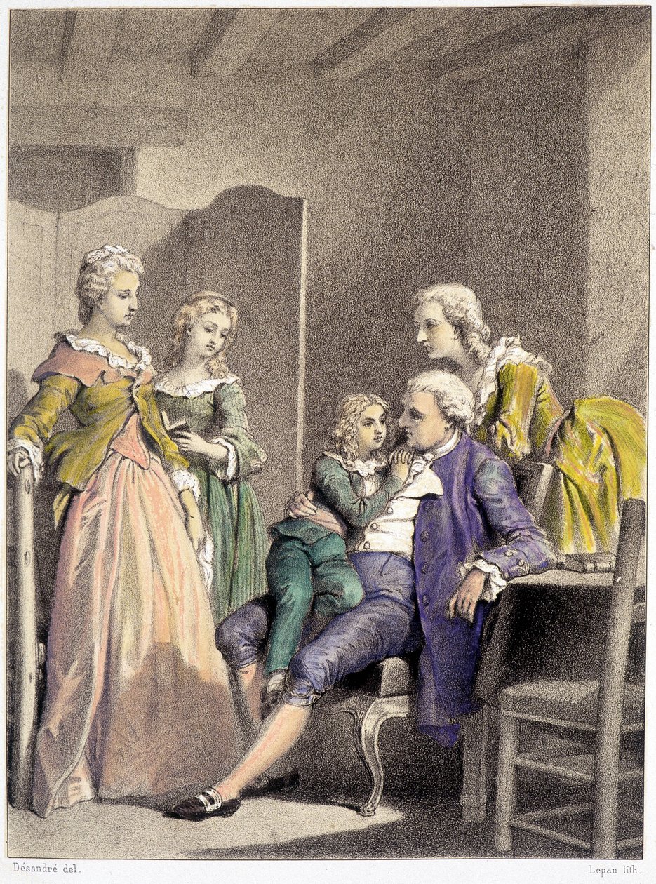 Ludvig XVI, Marie Antoinette ja Ludvig XVII temppelin sisällä tekijältä Unknown artist