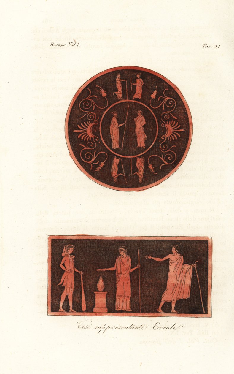 Lysander ja Agesilaus II Spartalainen (ylhäällä) ja Herkules leijonanahassa nuijan kanssa uhrauksessa Laconian Amiclean kuninkaan Deiphobusin ja hänen vaimonsa (alhaalla) kanssa tekijältä Unknown artist