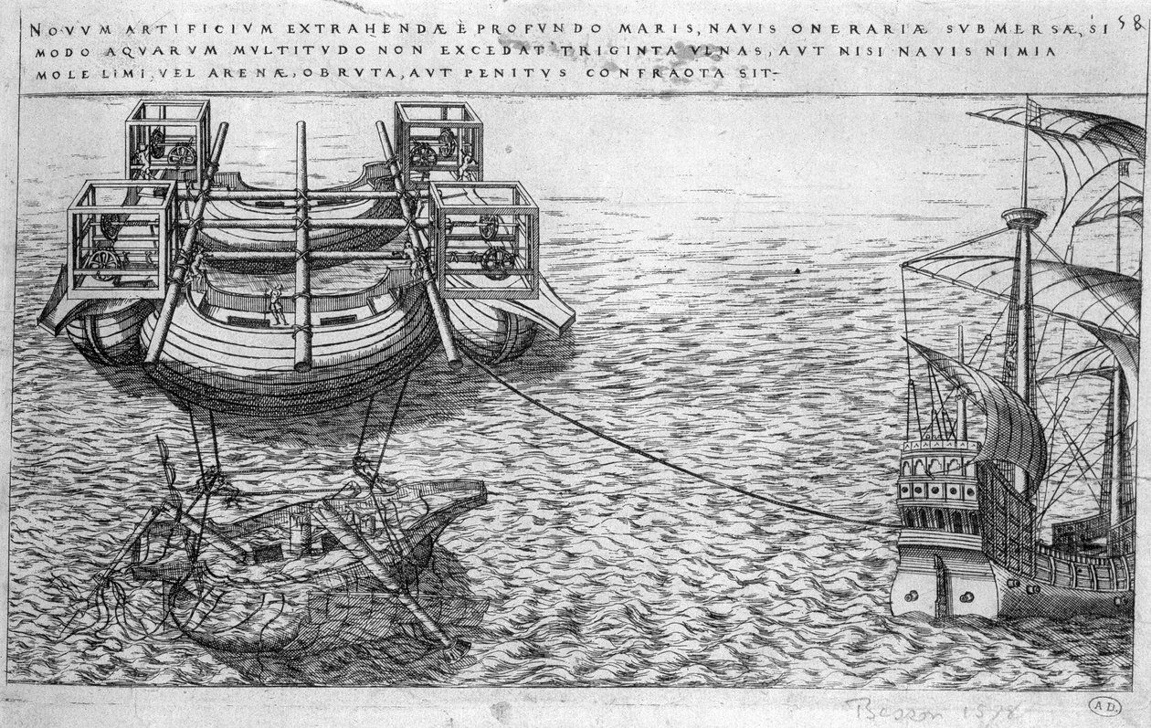 Kone laivojen pelastamiseen 1500-luvulla - toim. 1578 tekijältä Unknown artist