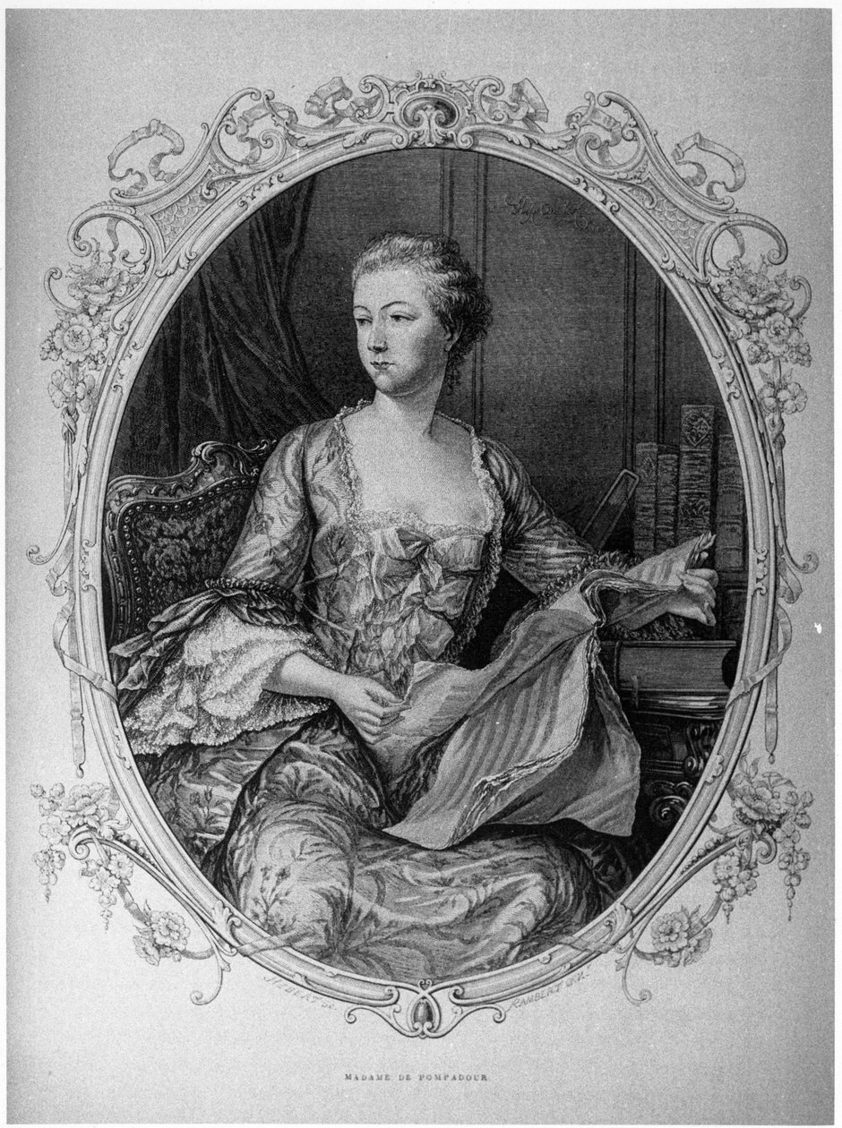 Madame de Pompadour, Jeanne Antoinette Poisson (1721-1764) (Marquise de Pompadour) suosikki Louis XV - Musee Carnavalet. tekijältä Unknown artist