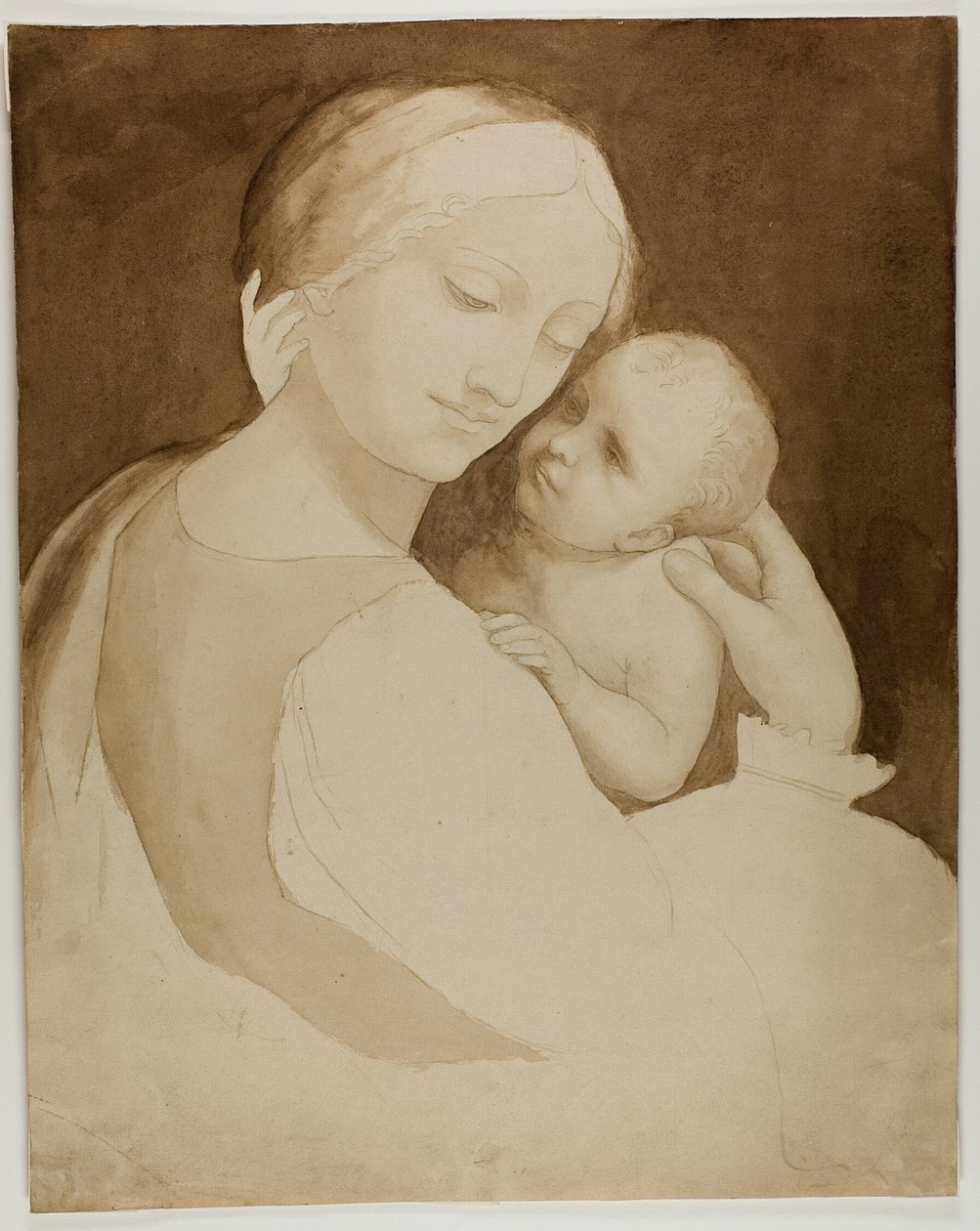 Madonna ja lapsi (etusivu) ja pala naisen ylävartaloa (kääntöpuoli). tekijältä Unknown artist