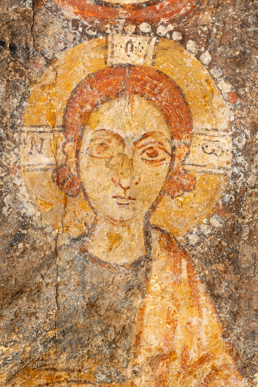 Madonna ja lapsi arkkienkelien välissä, yksityiskohta lapsesta. tekijältä Unknown artist