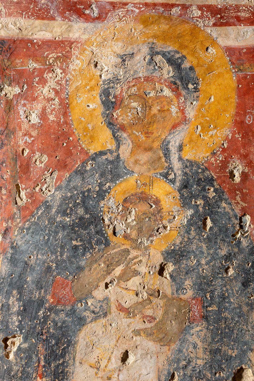 Madonna ja lapsi arkkienkelien Mikael ja Gabriel välissä tekijältä Unknown artist