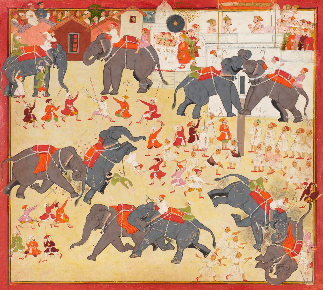 Maharana Raj Singh tarkkailee norsutaistelua tekijältä Unknown artist