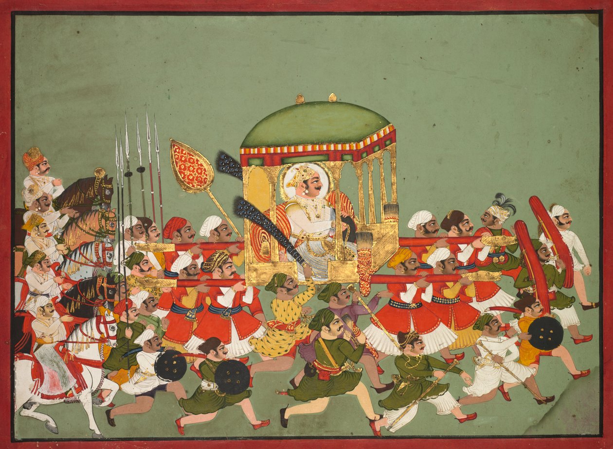 Maharao Chattar Sal (hallitsi 1758–1764) Kotasta palanquinissa tekijältä Unknown artist