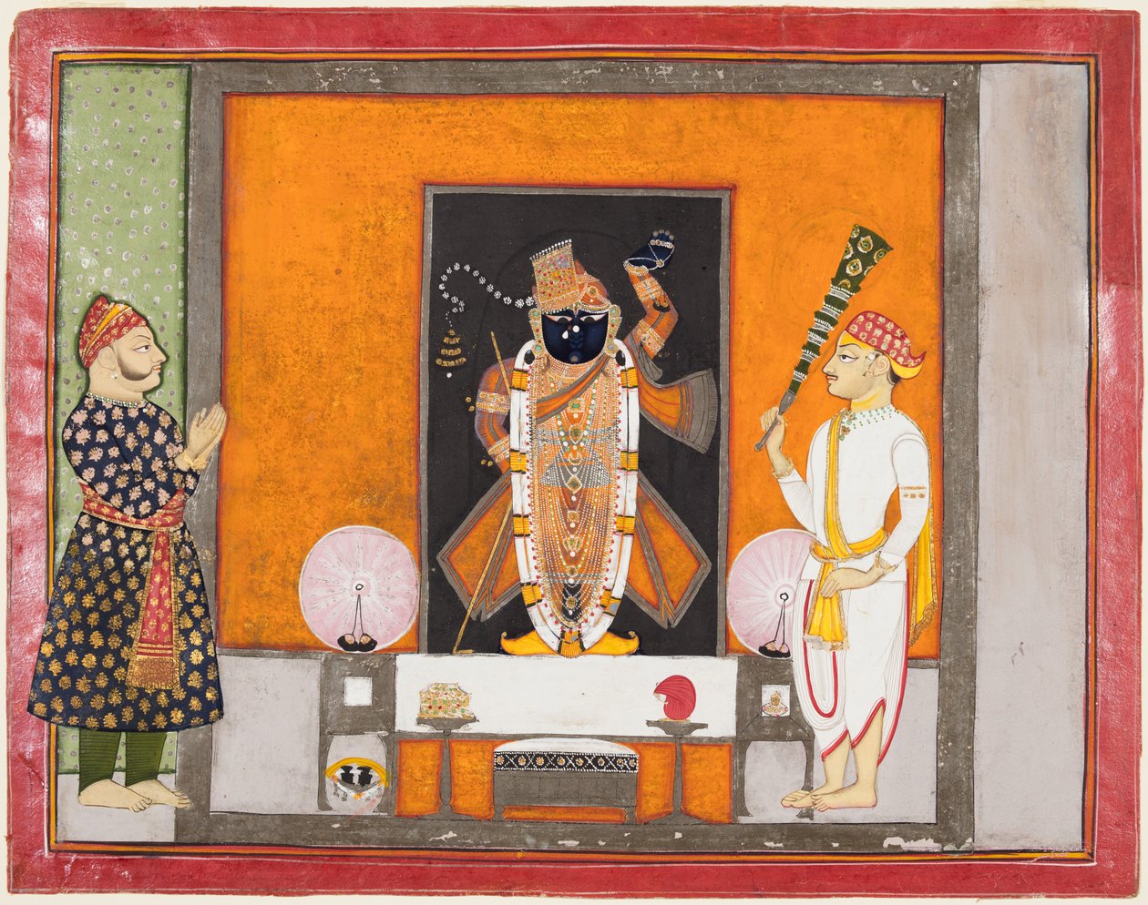 Kotalainen Maharao Ram Singh II (n. 1828–1866) palvoo Brij Nathjia sulhanena tekijältä Unknown artist