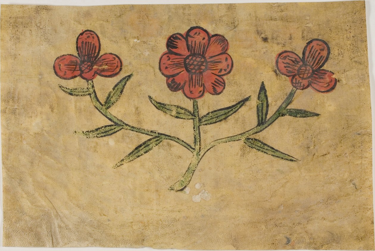 Käsikirjoituksen leikkaus kukkien kanssa tekijältä Unknown artist