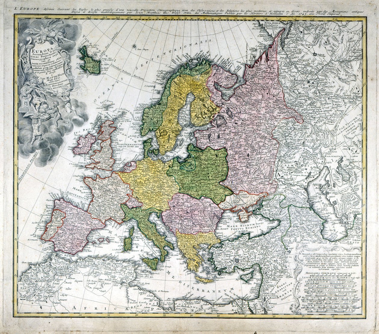 Euroopan kartta vuodelta 1743. tekijältä Unknown artist