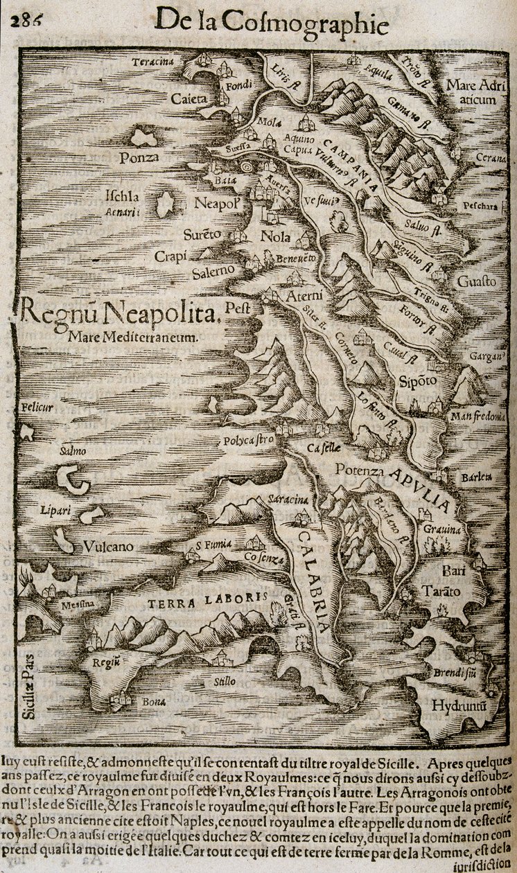 Italian kartta - ""Universaalisessa kosmografiassa"" tekijältä Unknown artist