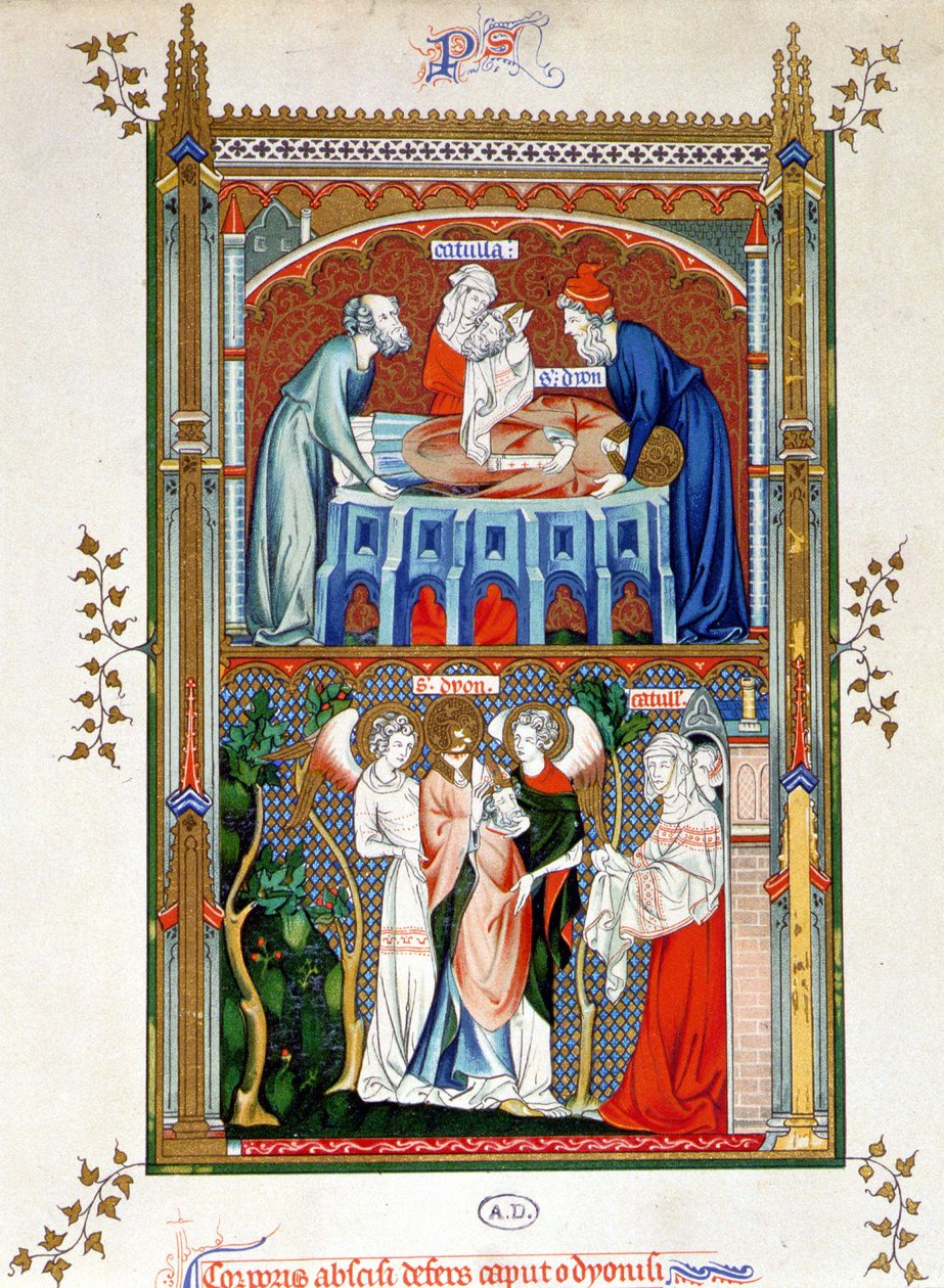 Saint Denisin marttyyrikuolema, kromolitografia 1400-luvun asiakirjojen mukaan. tekijältä Unknown artist