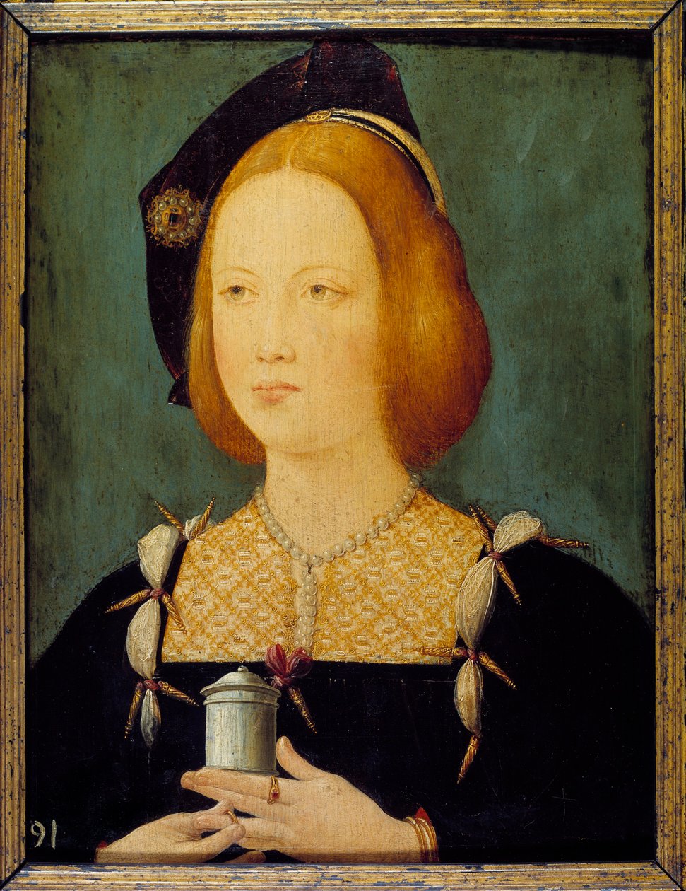 Mary Tudor, Ranskan kuningatar - Englannin Mary Tudorin (1496-1534) muotokuva Ludvig XII:n kolmannen vaimon. Nimetön 1500-luvun maalaus. Pariisi, koristetaide tekijältä Unknown artist